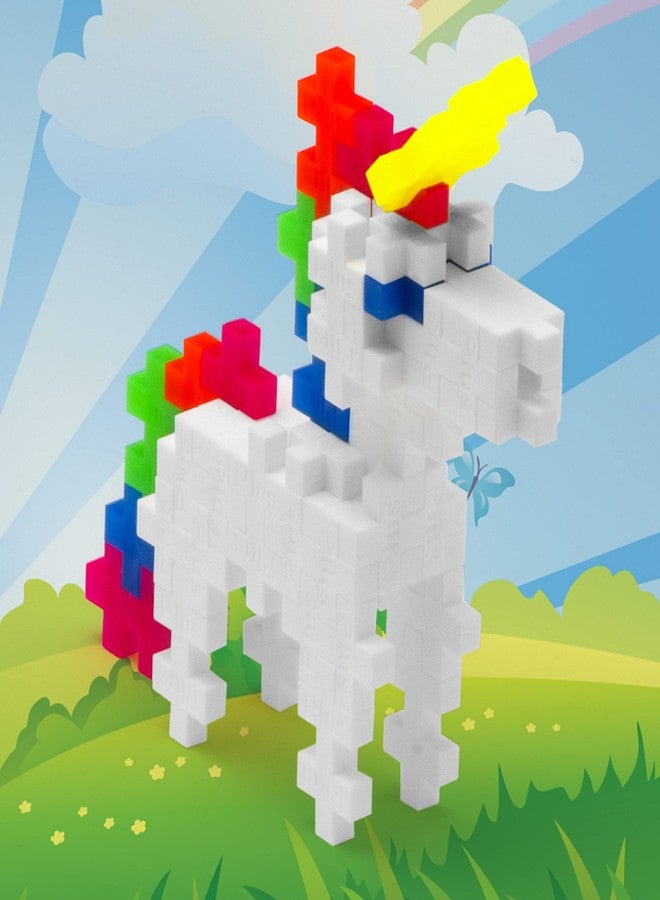 Plus-Plus Plus Plus 3D Figure Building Block Set, Fun Stem Toys for Kids, 70 Interlocking Pieces - Unicorn Mini Maker Tube - Image 2
